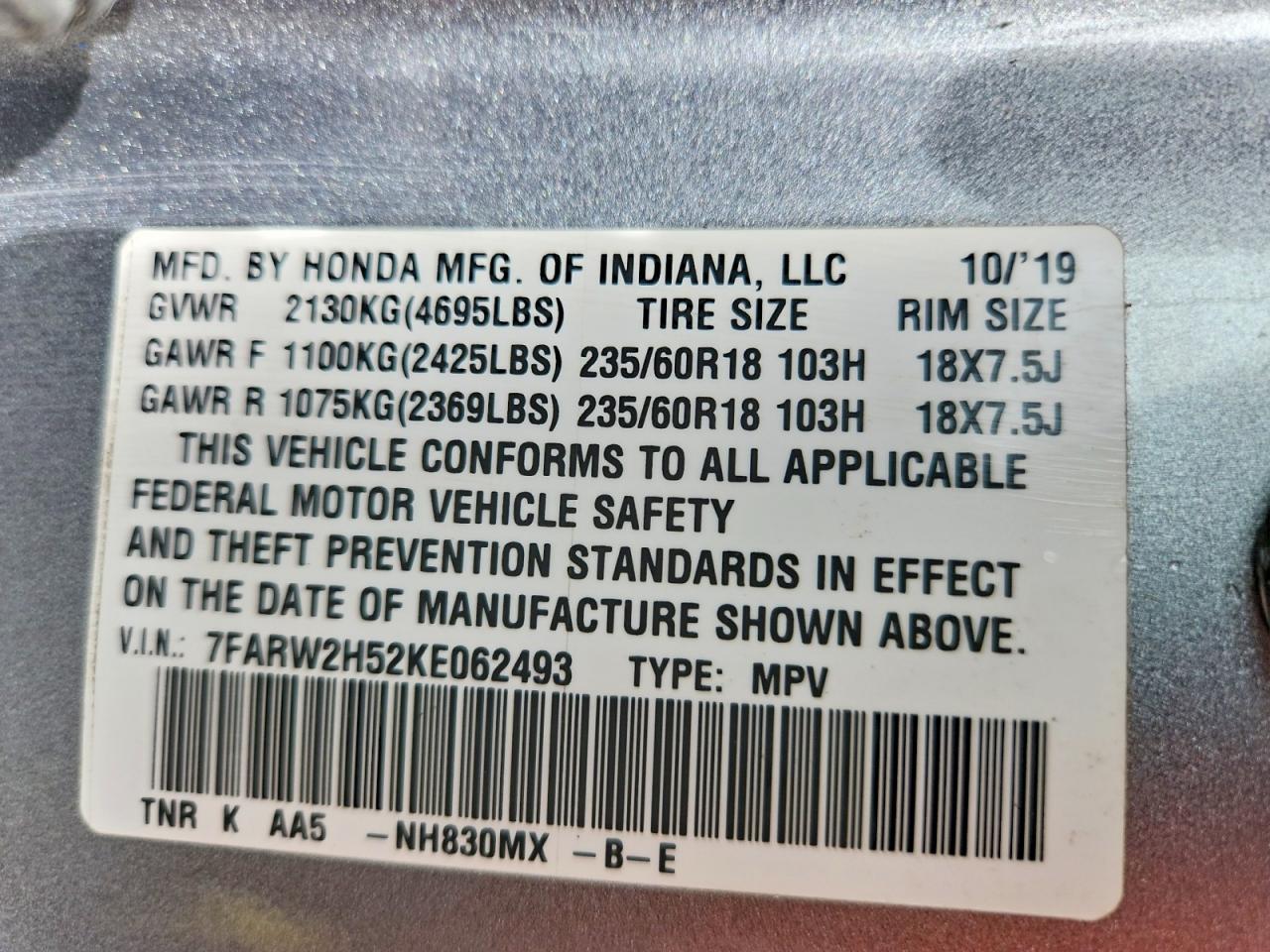 2019 Honda Cr-V Ex - zdjęcie 14