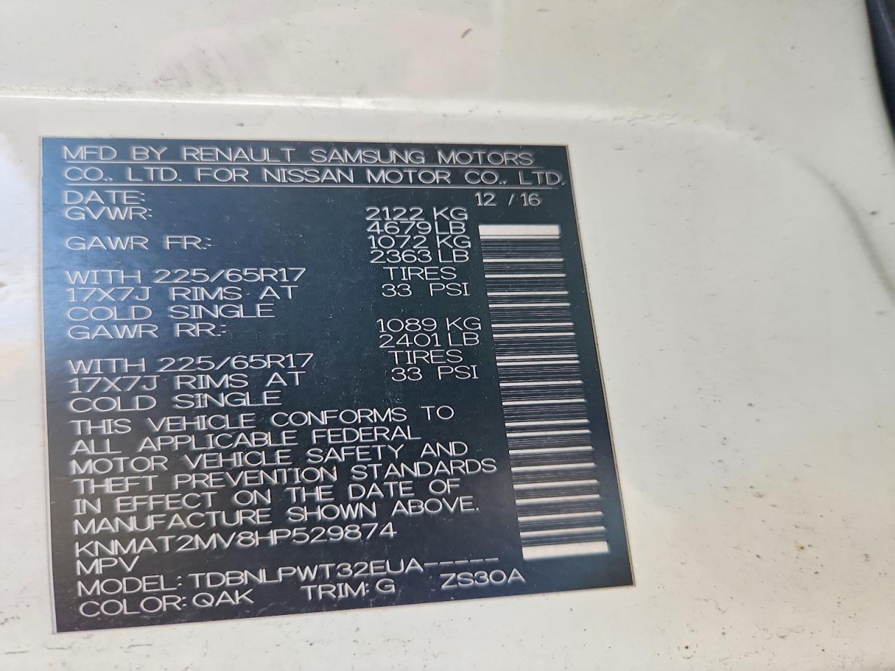 2017 Nissan Rogue S - zdjęcie 13