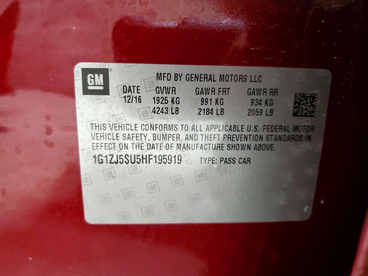 2017 Chevrolet Malibu Hybrid - zdjęcie 12