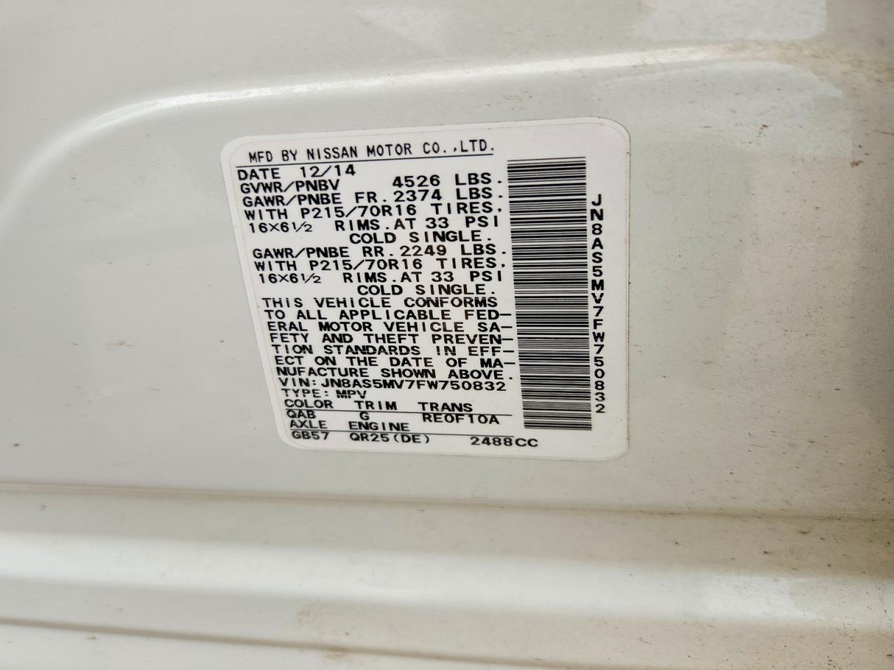 2015 Nissan Rogue Select S - zdjęcie 14