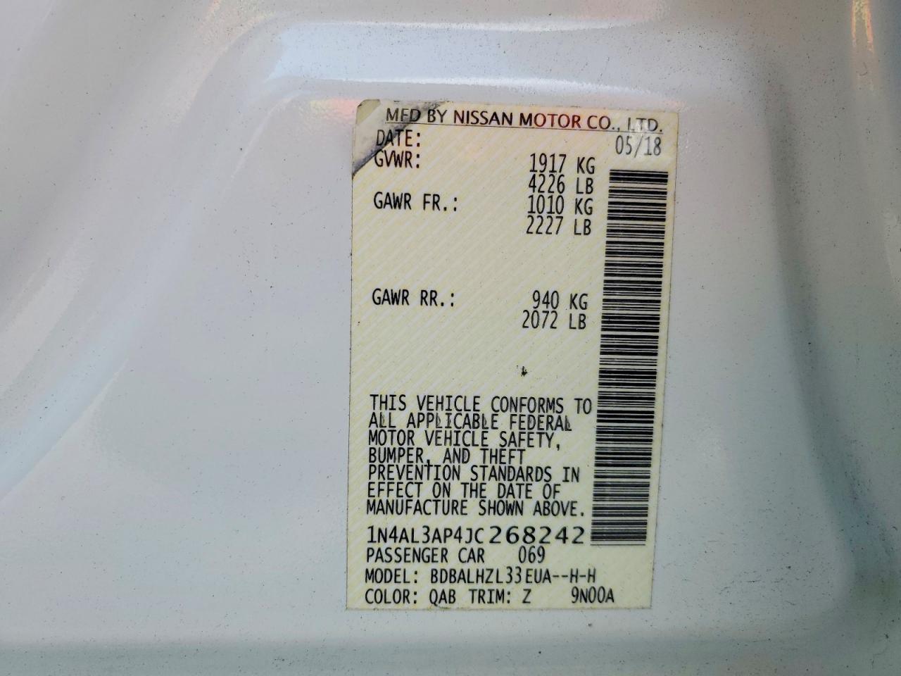 2018 Nissan Altima 2.5 Sr - zdjęcie 13