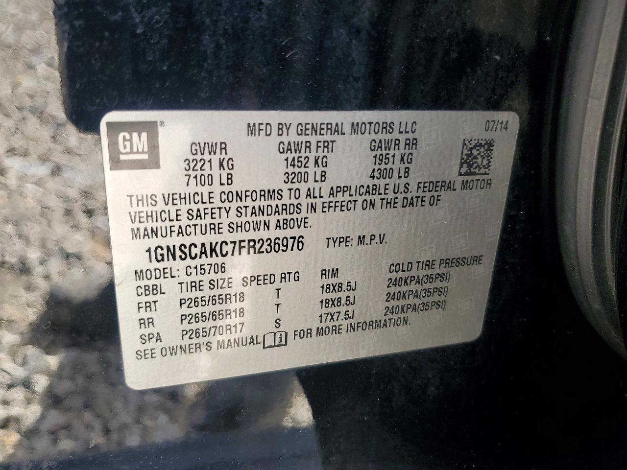 2015 Chevrolet Tahoe C1500 Ls - zdjęcie 13