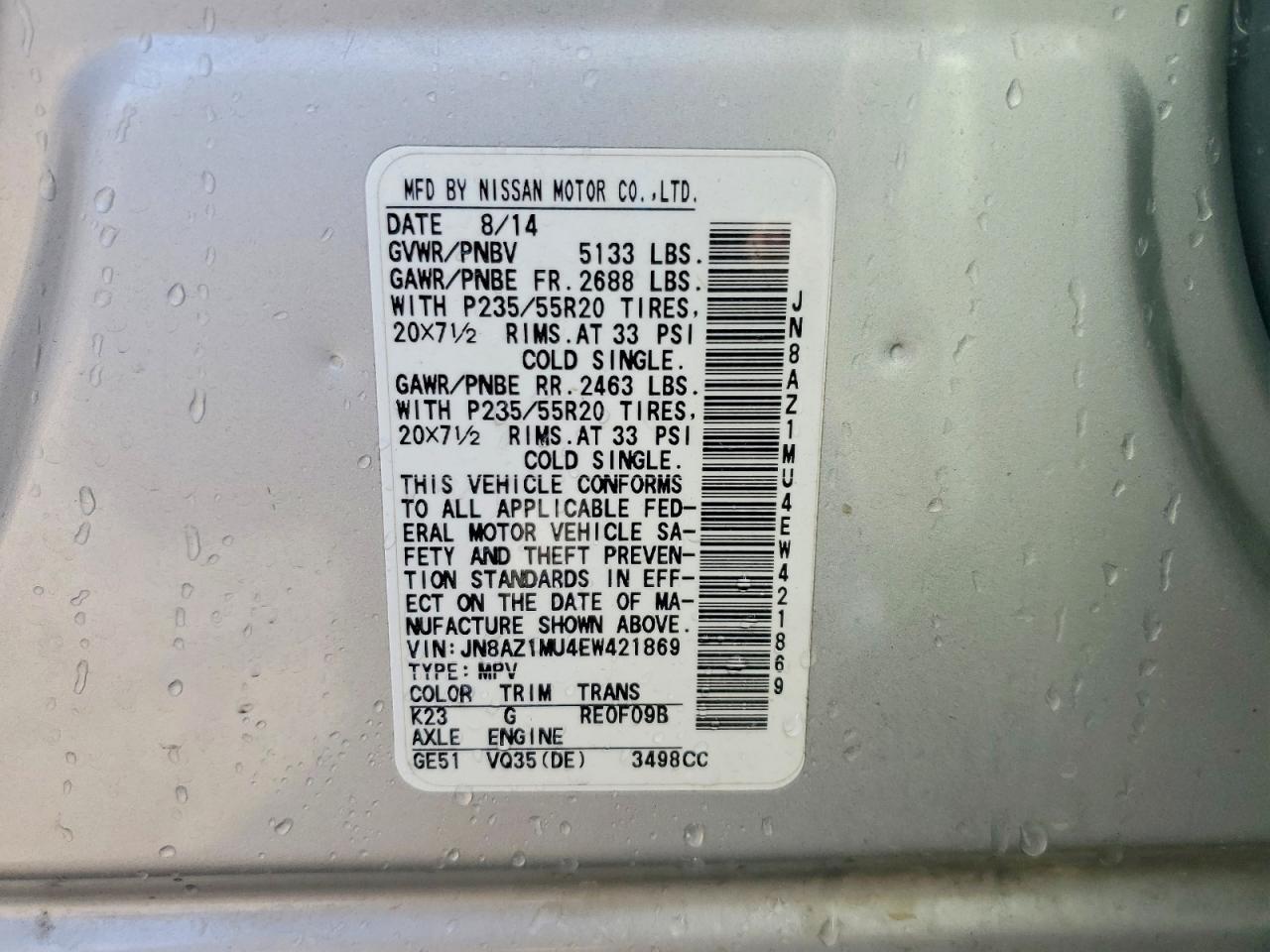 2014 Nissan Murano Le - zdjęcie 13