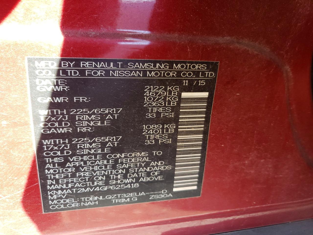 2016 Nissan Rogue Sv - zdjęcie 13