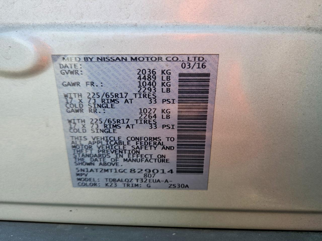 2016 Nissan Rogue Sv - zdjęcie 13