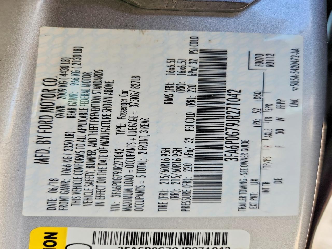 2018 Ford Fusion S - zdjęcie 12