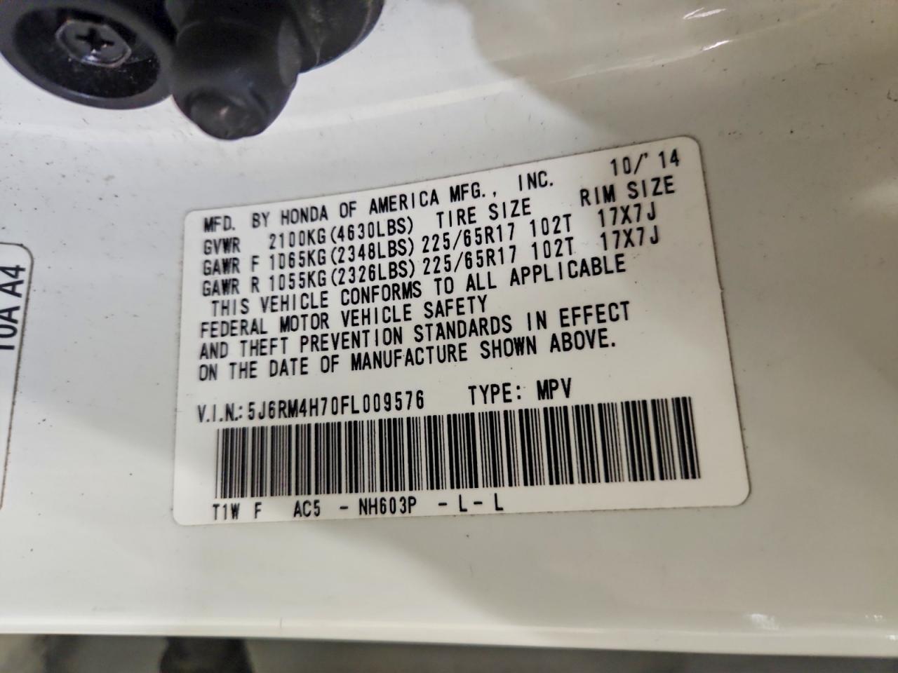 2015 Honda Cr-V Exl - zdjęcie 13