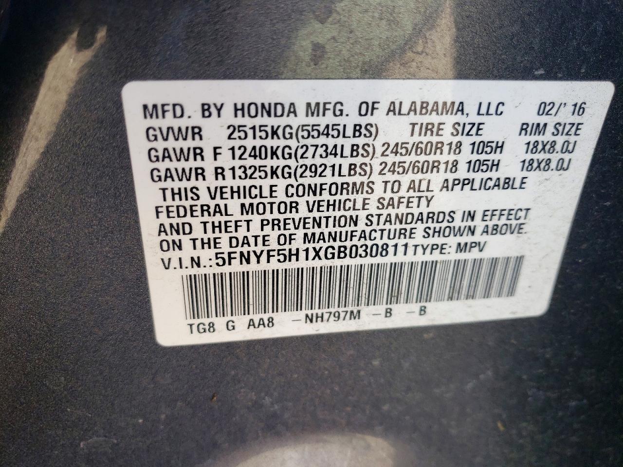 2016 Honda Pilot Lx - zdjęcie 13