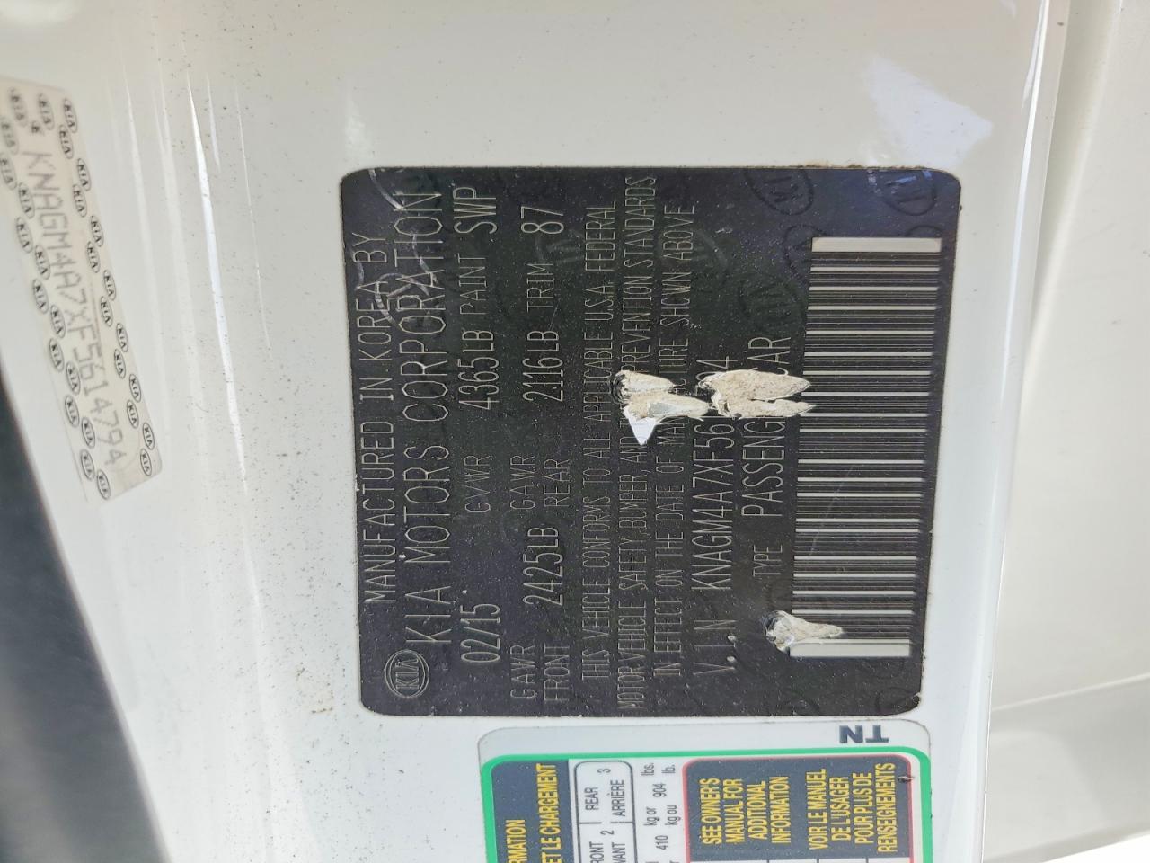 2015 Kia Optima Lx - zdjęcie 13