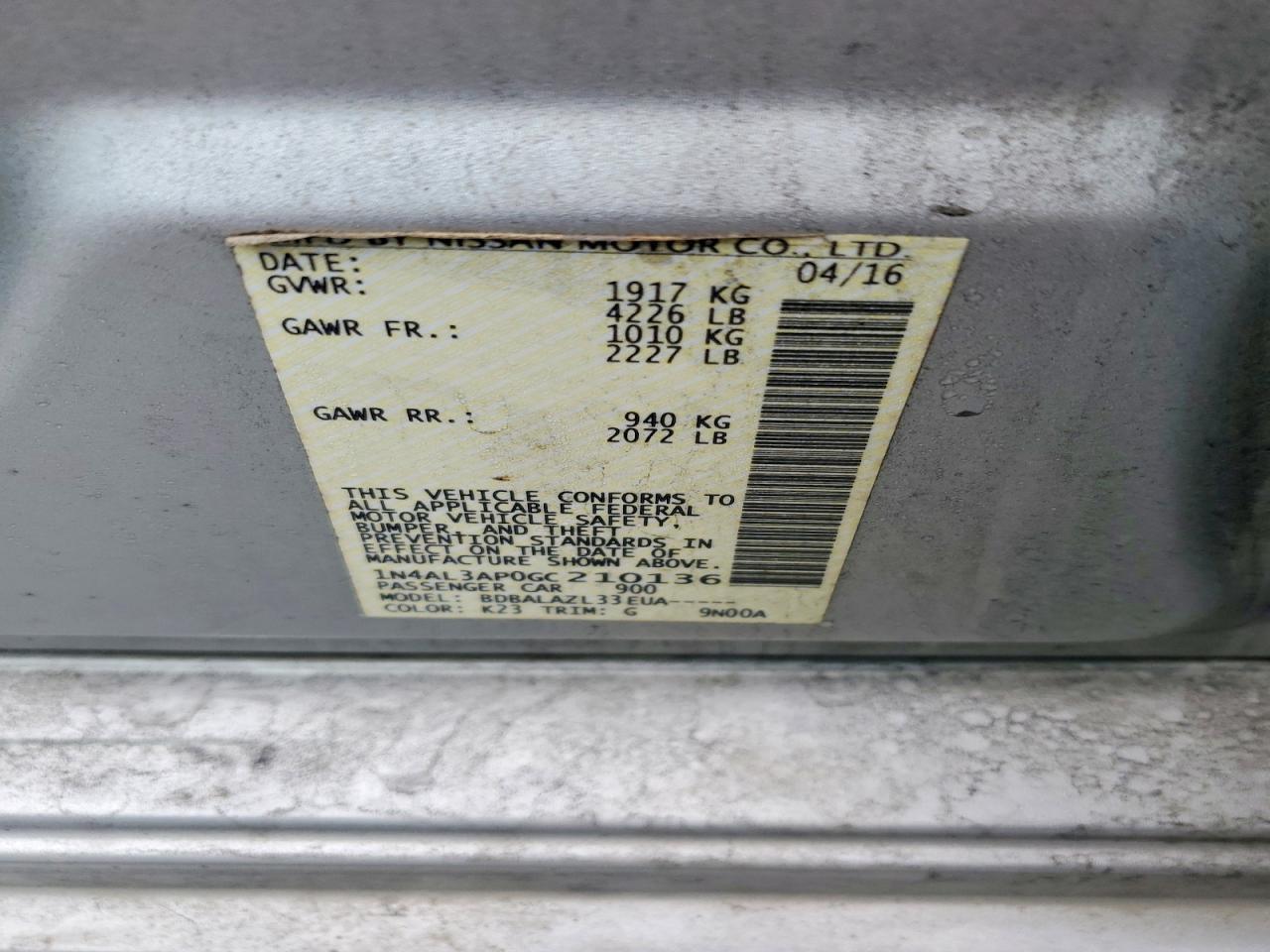 2016 Nissan Altima 2.5 - zdjęcie 12