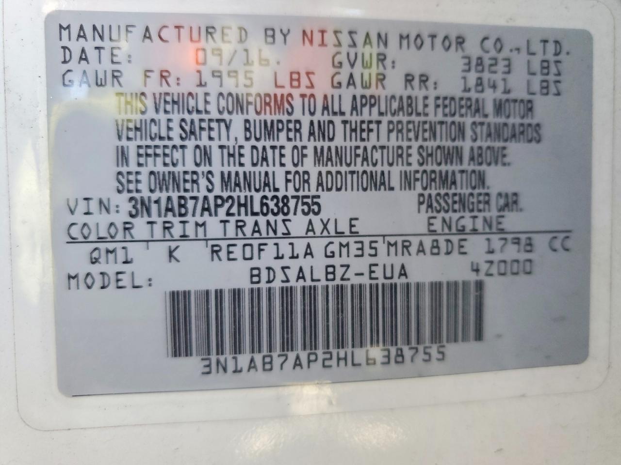 2017 Nissan Sentra S - zdjęcie 12