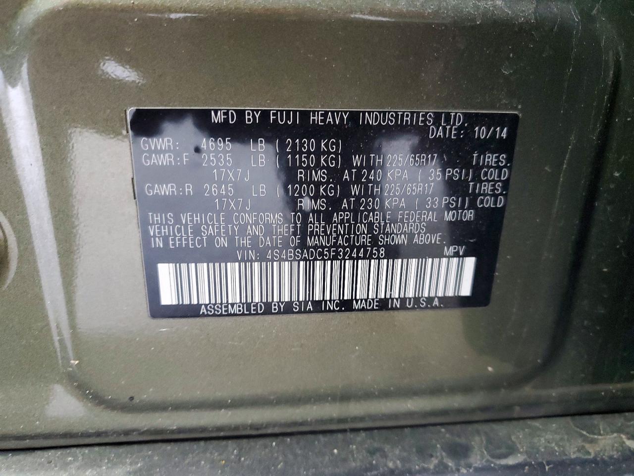 2015 Subaru Outback 2.5I Premium - zdjęcie 14