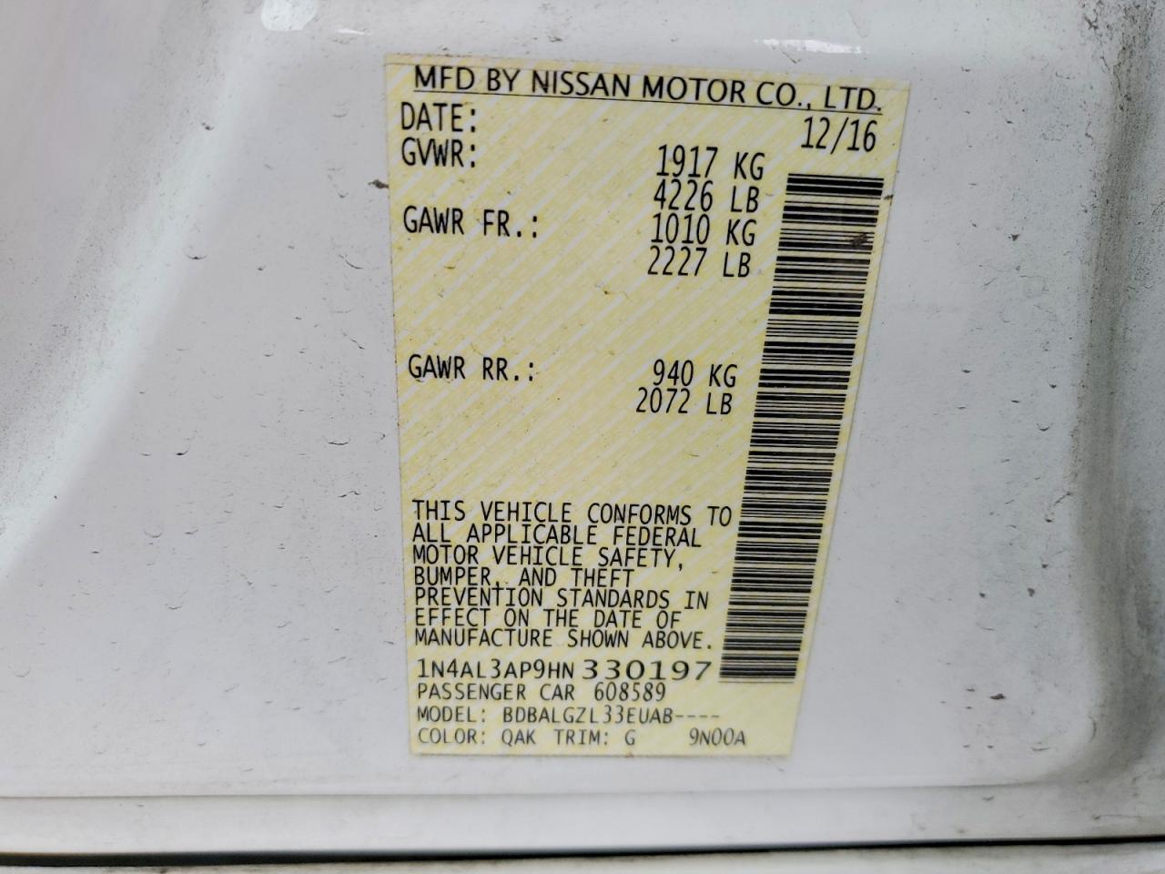 2017 Nissan Altima 2.5 S - zdjęcie 13