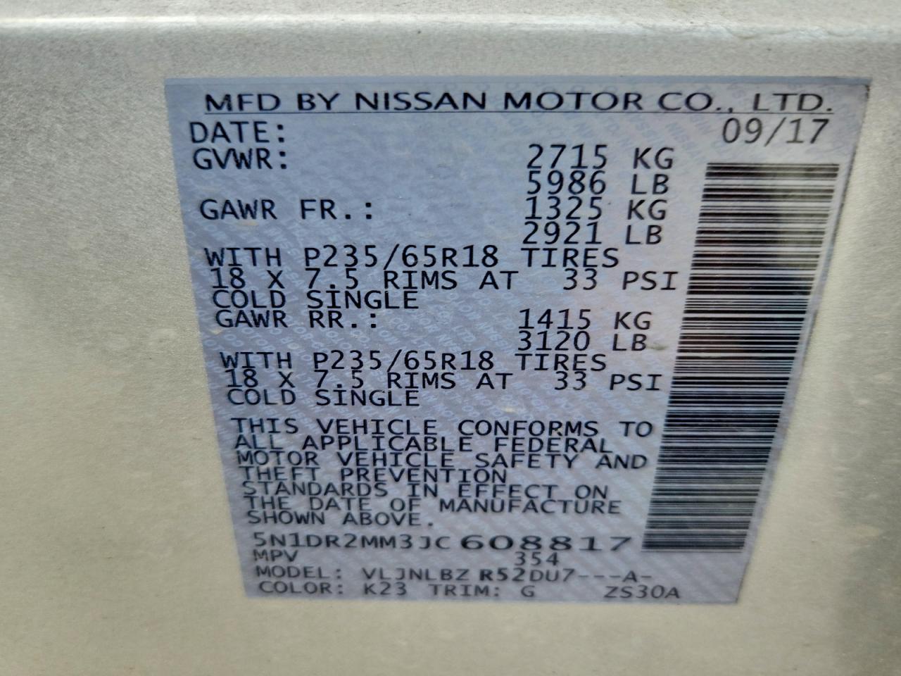 2018 Nissan Pathfinder S - zdjęcie 14