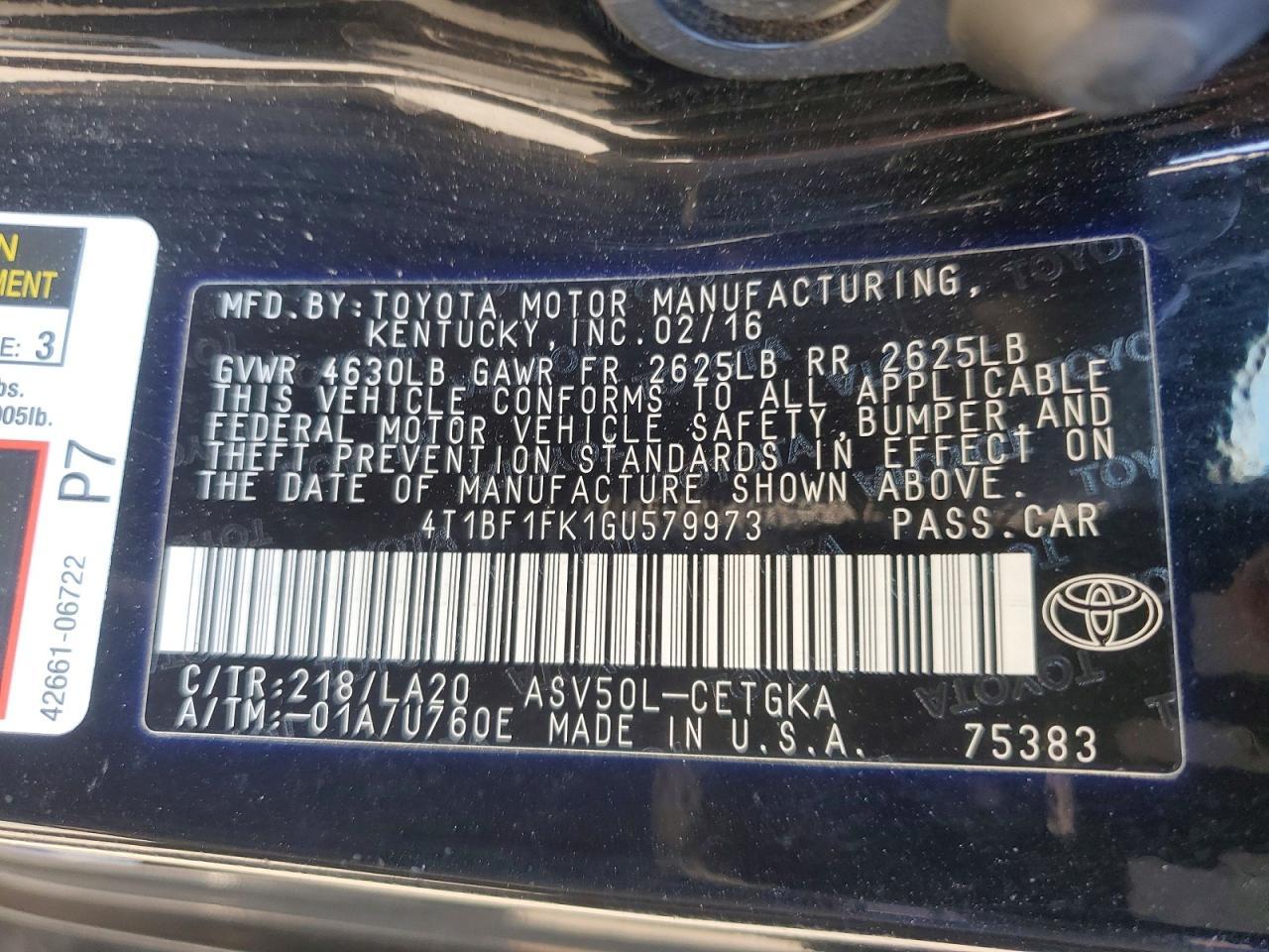 2016 Toyota Camry Xle - zdjęcie 12