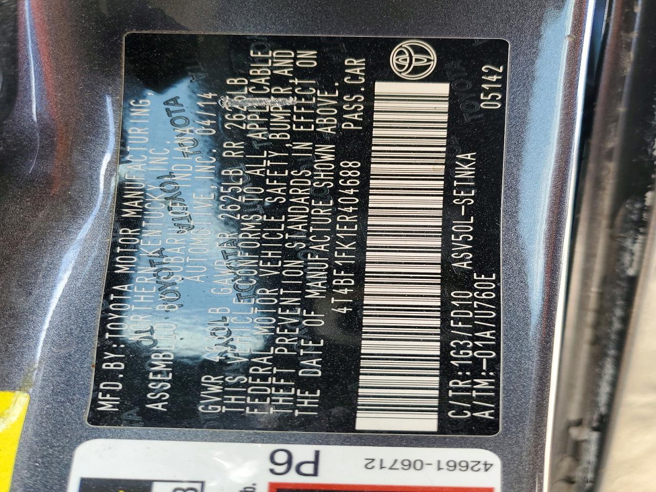 2014 Toyota Cmry Le/Se - zdjęcie 13