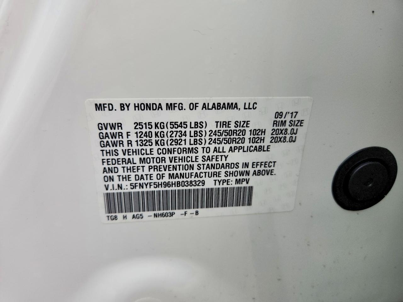 2017 Honda Pilot Touring - zdjęcie 13