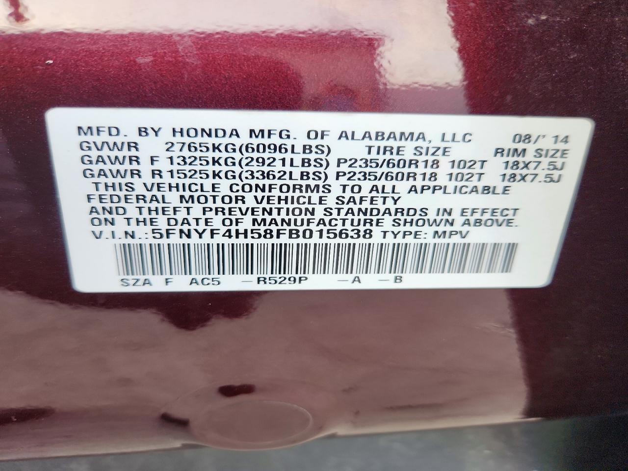 2015 Honda Pilot Exl - zdjęcie 13