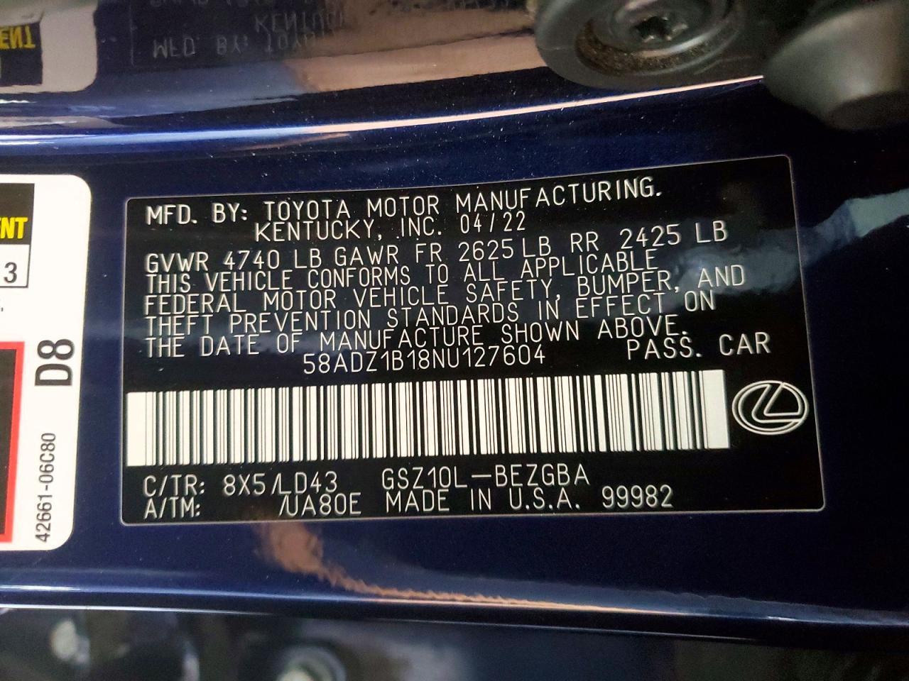 2022 Lexus Es 350 Base - zdjęcie 12