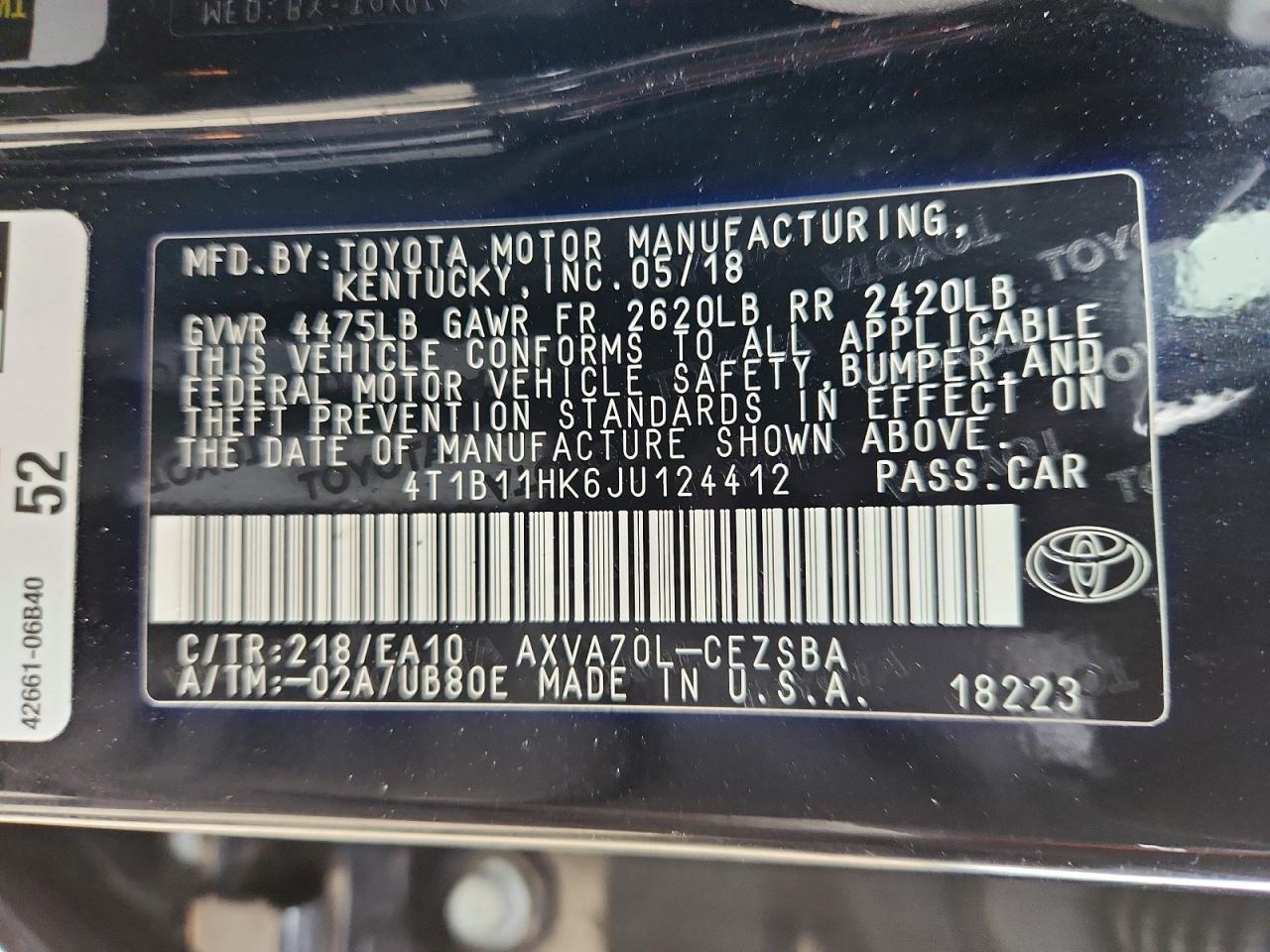 2018 Toyota Camry Se - zdjęcie 12