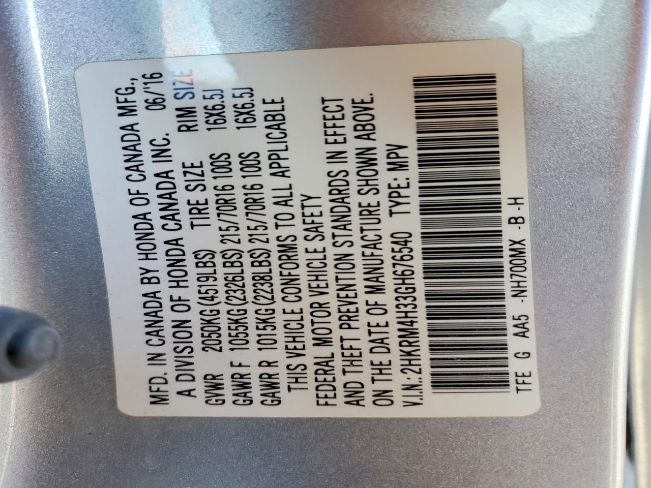 2016 Honda Cr-V Lx - zdjęcie 13