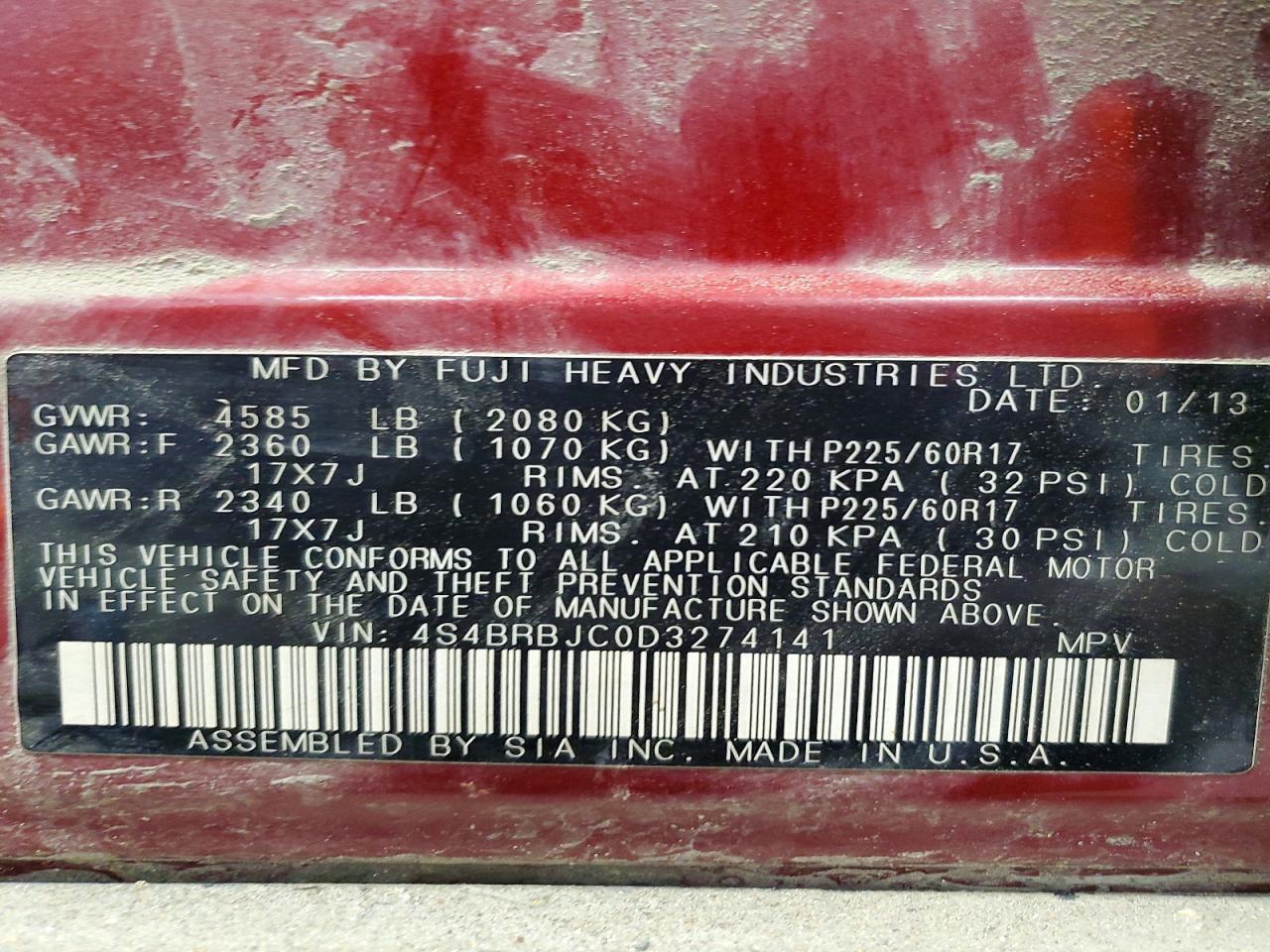 2013 Subaru Outback 2.5I Limited - zdjęcie 12