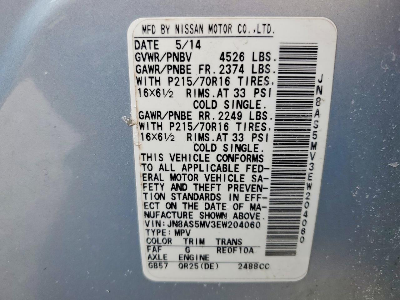 2014 Nissan Rogue Select S - zdjęcie 14