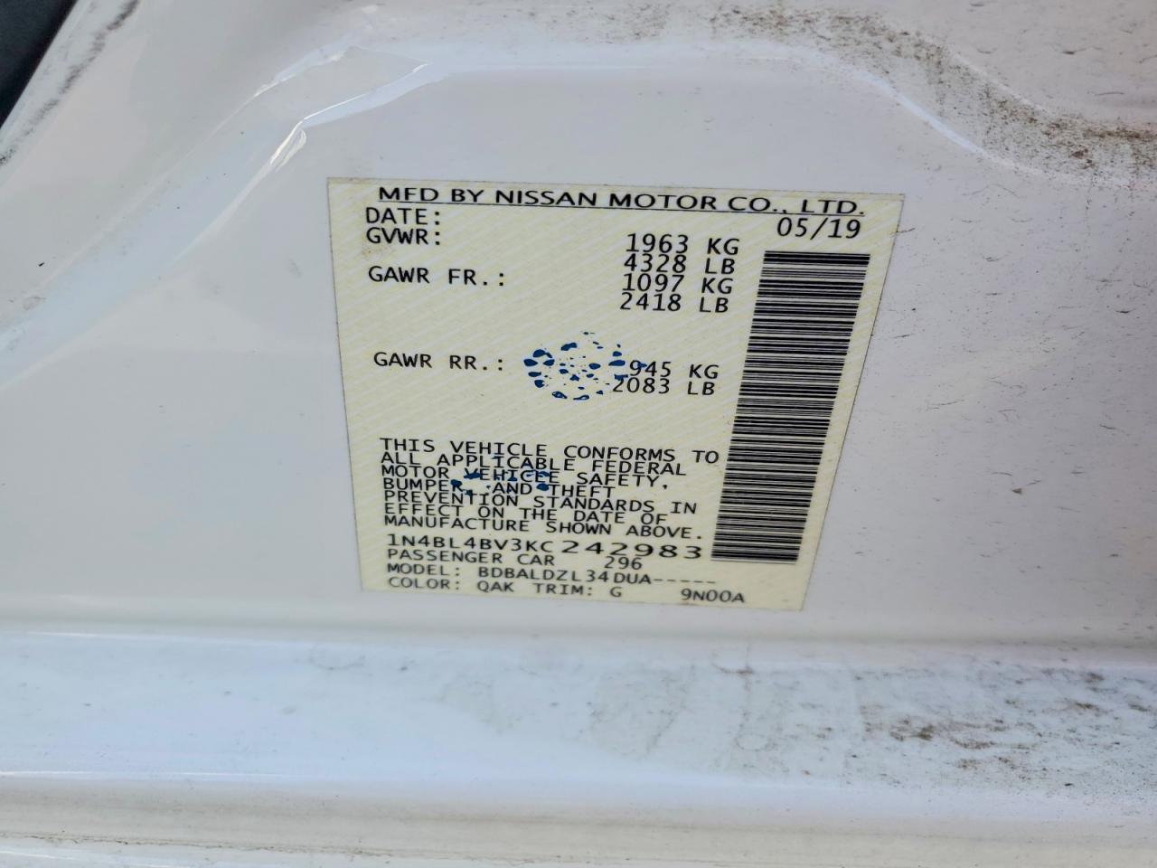 2019 Nissan Altima 2.5 S - zdjęcie 12