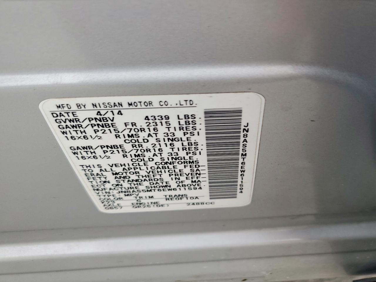 2014 Nissan Rogue Select S - zdjęcie 14