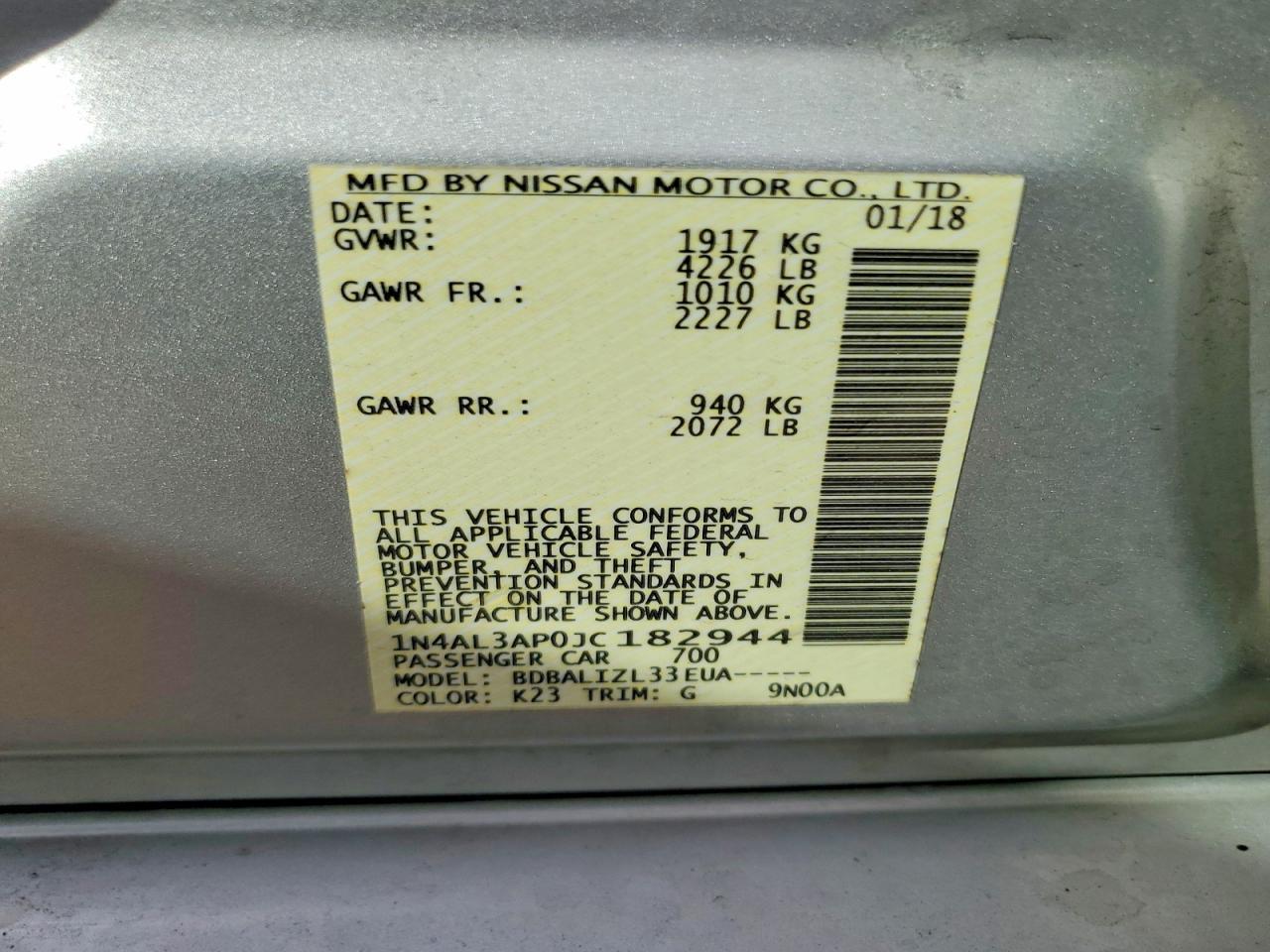 2018 Nissan Altima 2.5 Sv - zdjęcie 13