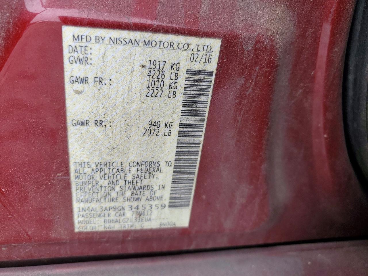 2016 Nissan Altima 2.5 S - zdjęcie 12