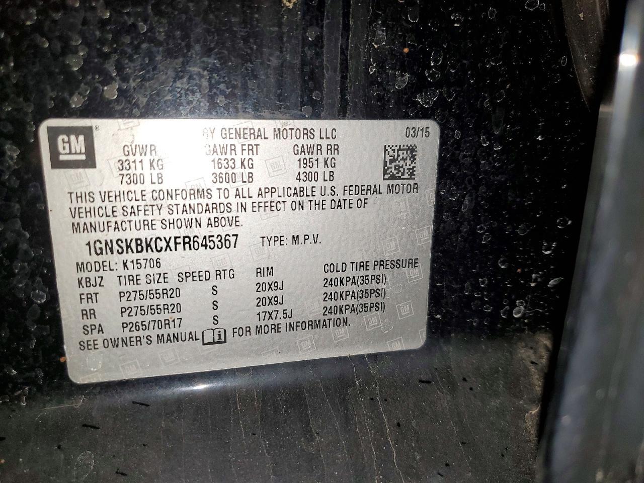 2015 Chevrolet Tahoe K1500 Lt - zdjęcie 14