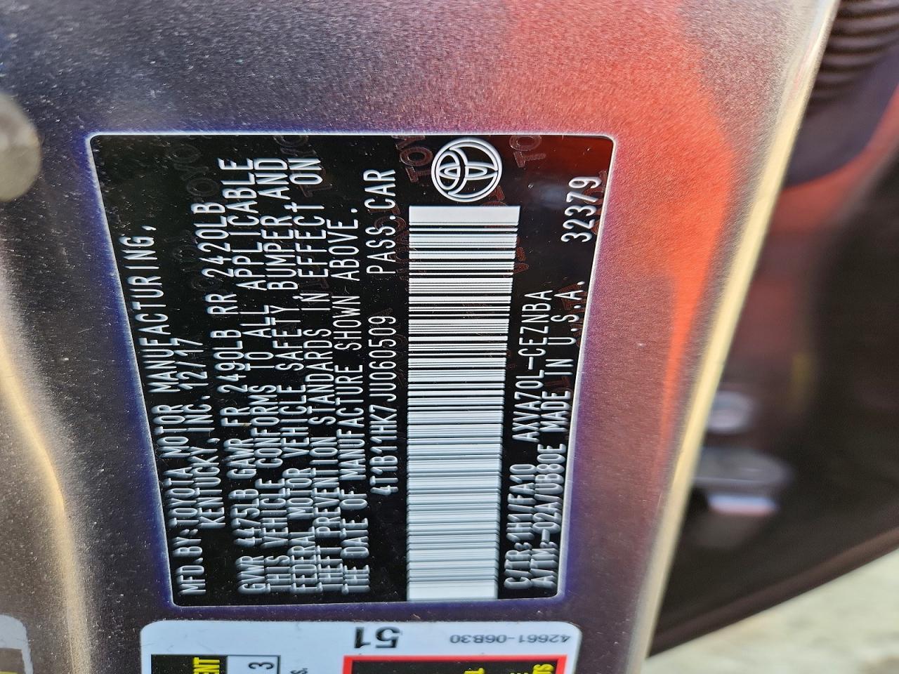 2018 Toyota Camry Le - zdjęcie 12