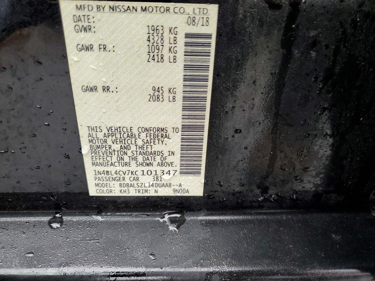 2019 Nissan Altima 2.5 Sr - zdjęcie 12