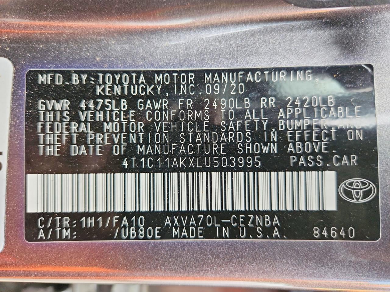 2020 Toyota Camry Le - zdjęcie 13
