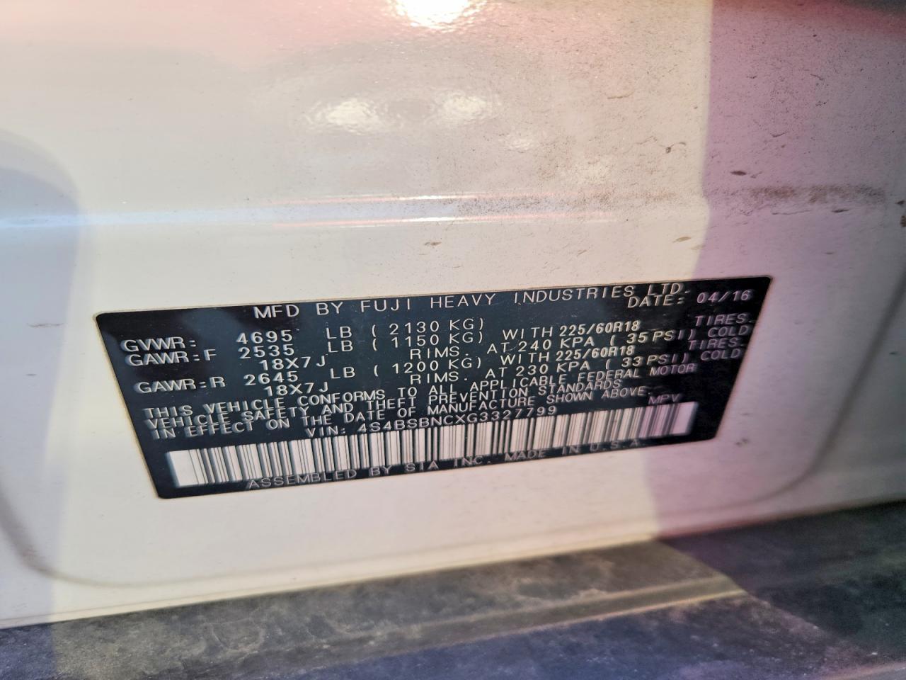 2016 Subaru Outback 2.5I Limited - zdjęcie 13