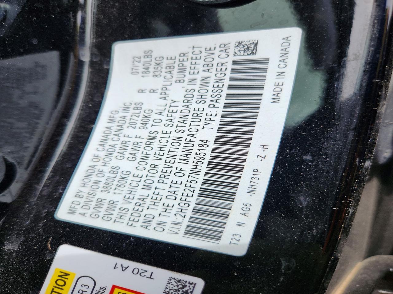 2022 Honda Civic Sport - zdjęcie 13