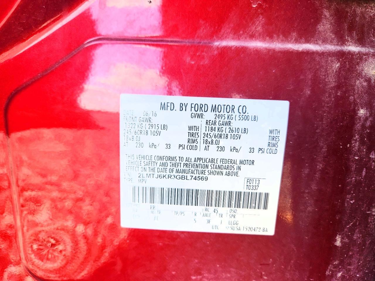 2016 Lincoln Mkx Select - zdjęcie 13