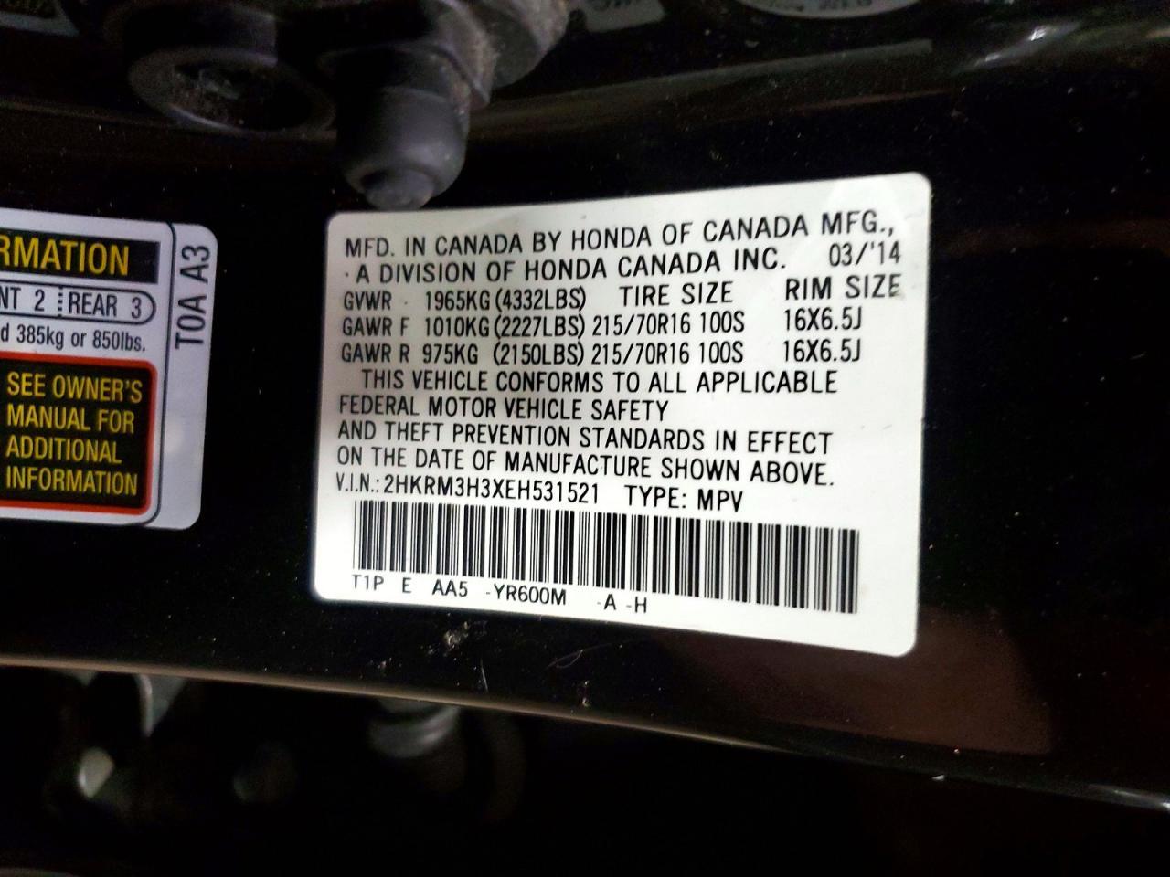 2014 Honda Cr-V Lx - zdjęcie 13