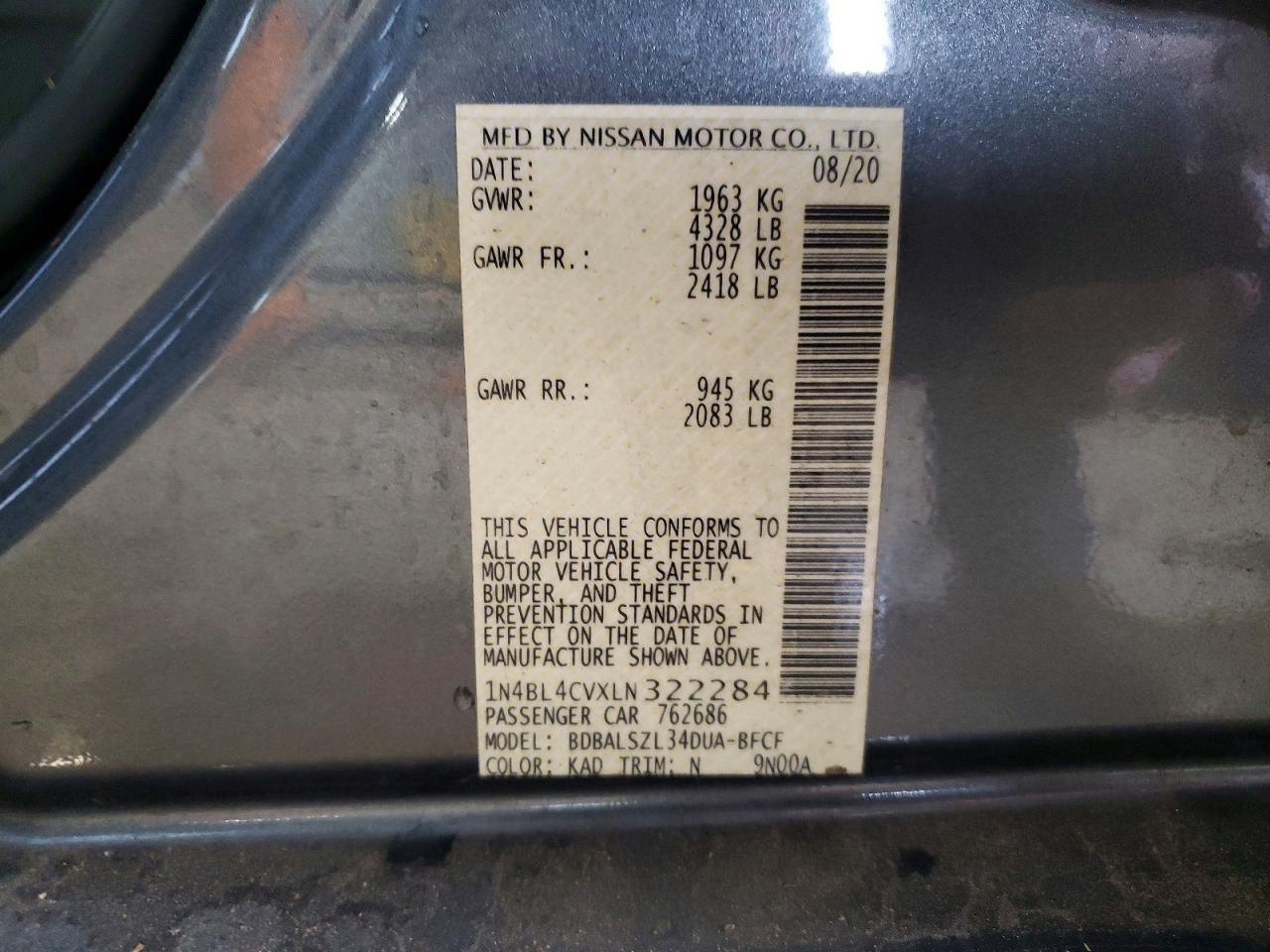 2020 Nissan Altima 2.5 Sr - zdjęcie 12