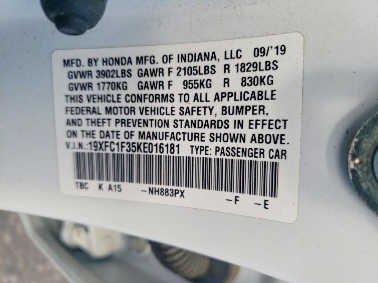 2019 Honda Civic Ex - zdjęcie 12