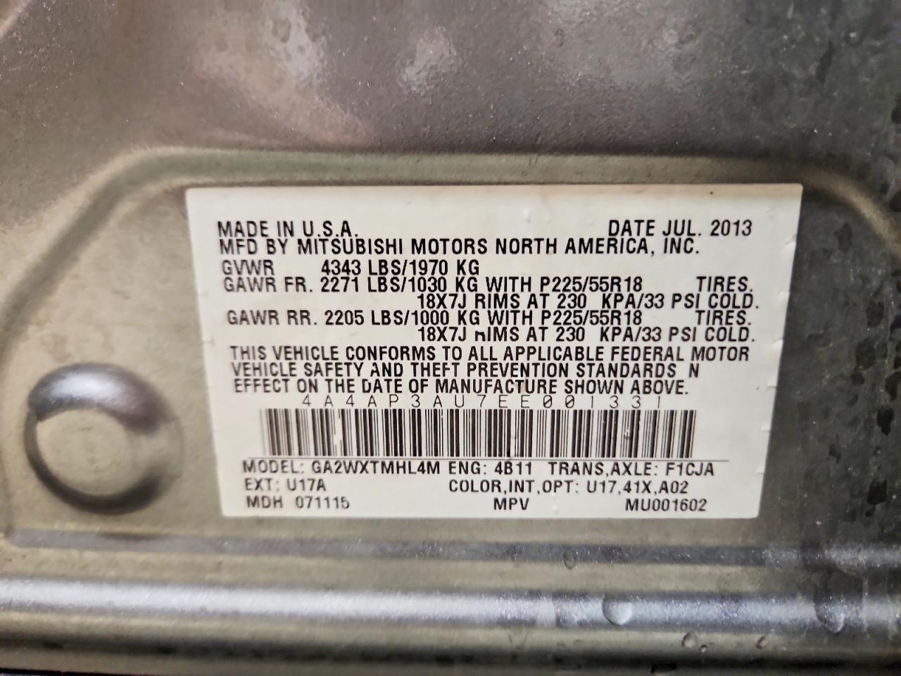 2014 Mitsubishi Outlander Sport Es - zdjęcie 13