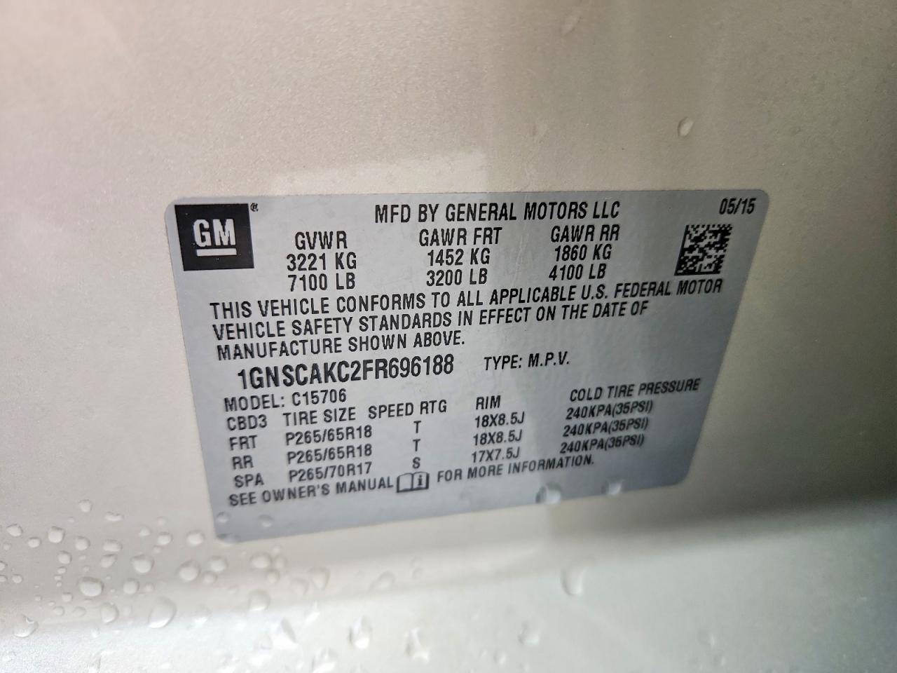 2015 Chevrolet Tahoe C1500 Ls - zdjęcie 13