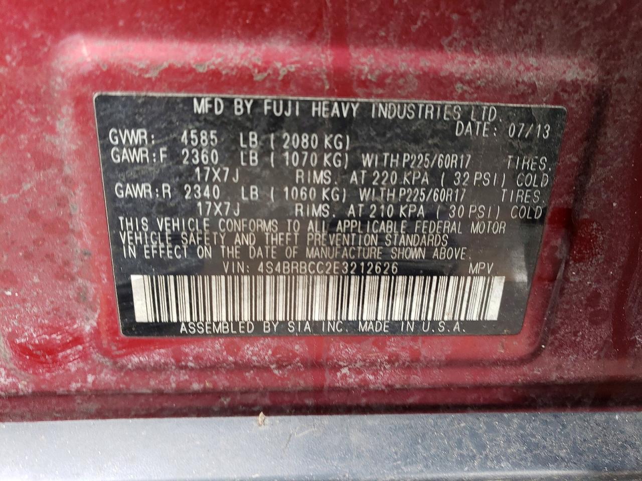 2014 Subaru Outback 2.5I Premium - zdjęcie 12