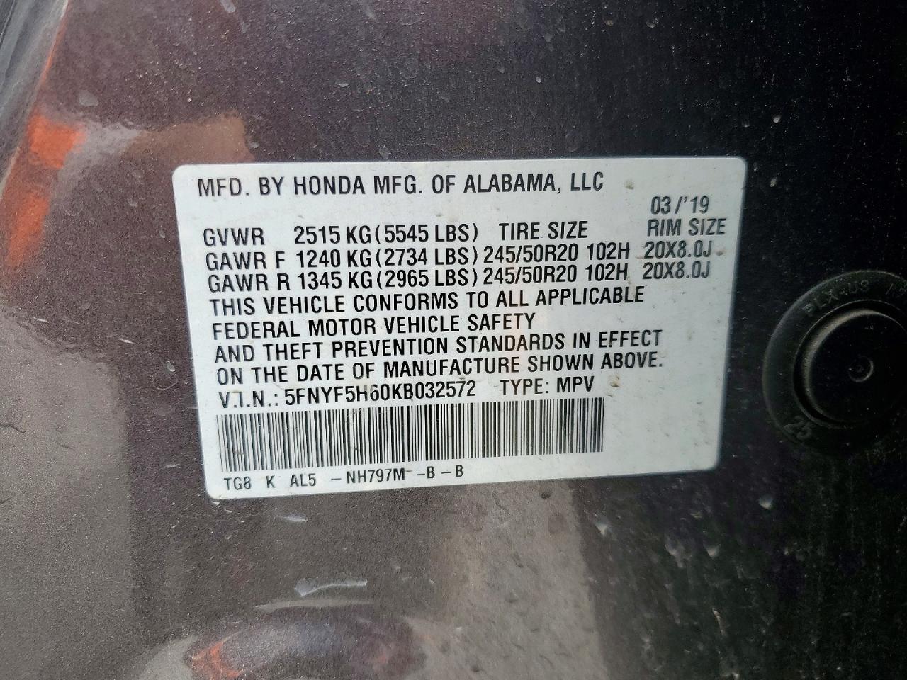 2019 Honda Pilot Touring - zdjęcie 14