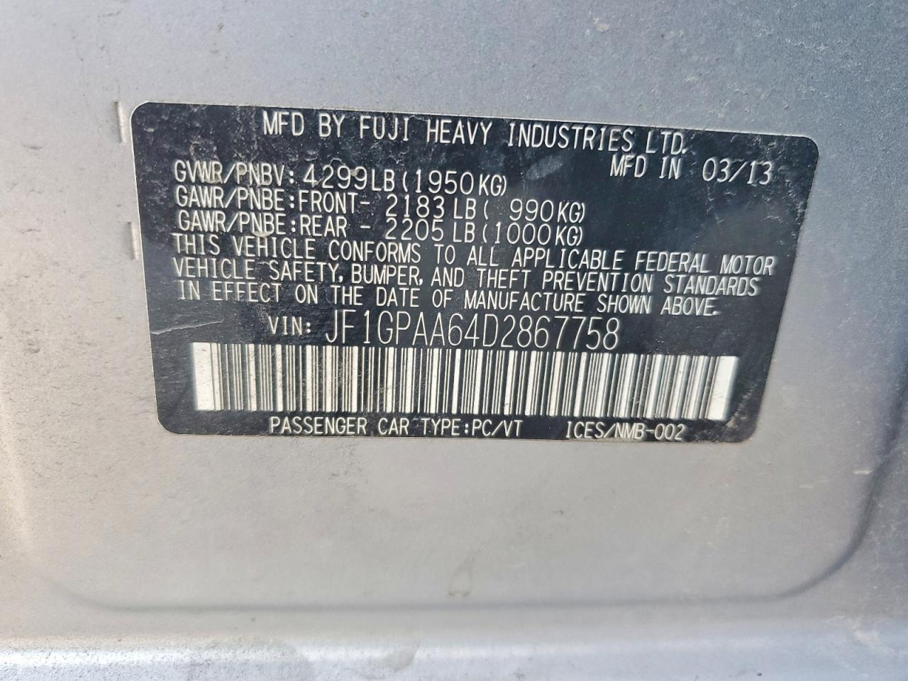 2013 Subaru Impreza - zdjęcie 12