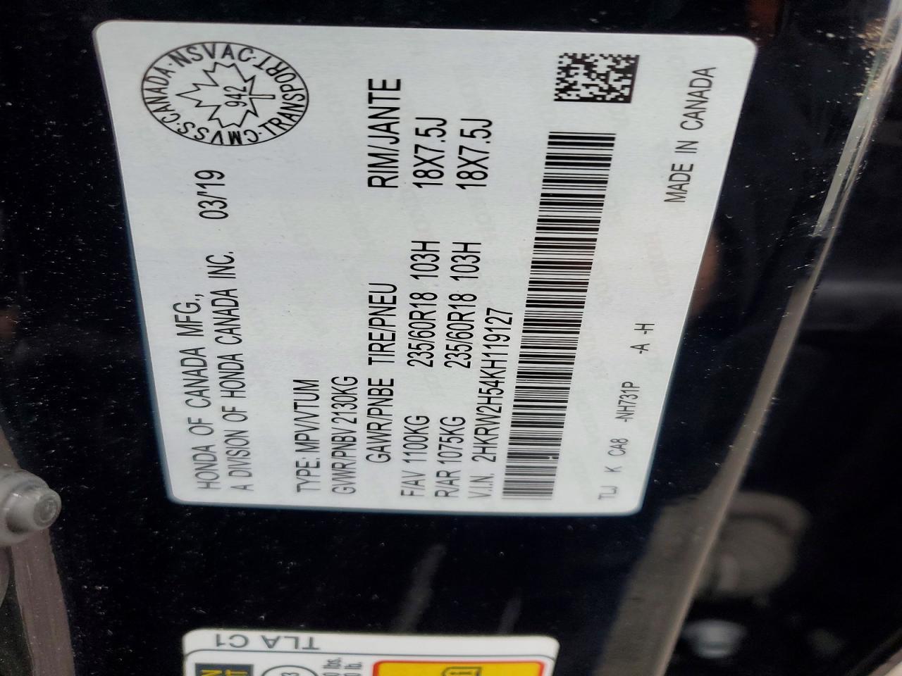 2019 Honda Cr-V Ex - zdjęcie 14