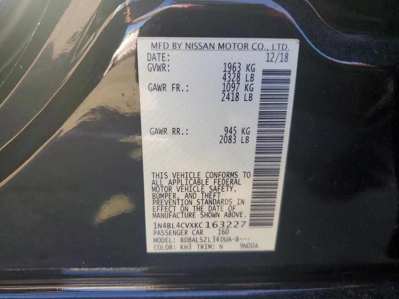 2019 Nissan Altima 2.5 Sr - zdjęcie 12