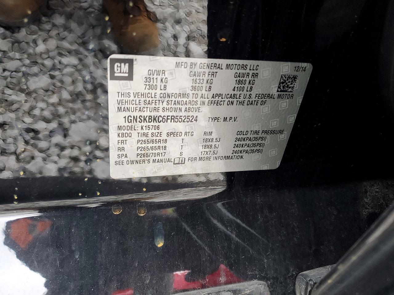 2015 Chevrolet Tahoe K1500 Lt - zdjęcie 13