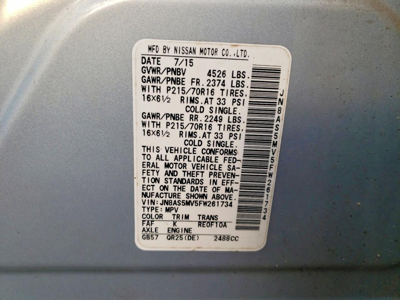 2015 Nissan Rogue Select S - zdjęcie 13